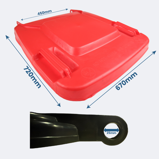 Replacement Wheelie Bin Lid | 360 Litre Red