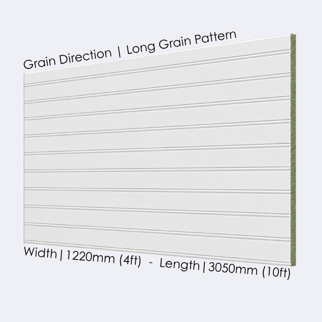 Large MDF Primed Wall Panel Long Grain | 9mm | 10x4ft