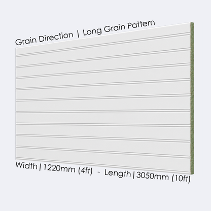 Large MDF Primed Wall Panel Long Grain | 9mm | 10x4ft
