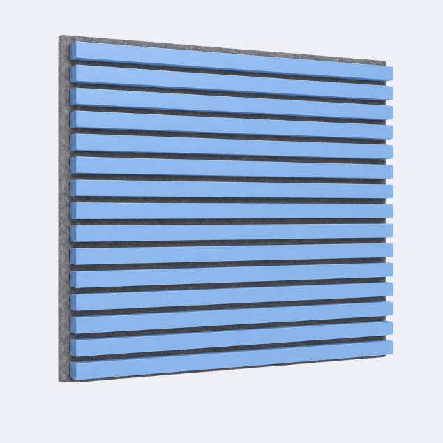 Slatpanel | Baby Blue With Grey Felt | Acoustic Wall Panel | Full Board | 2400mm x 600mm