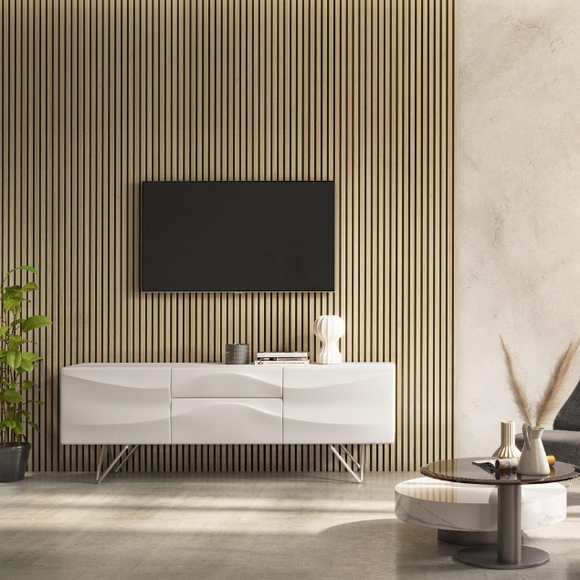 Slatpanel | Navy Blue With Black Felt | Acoustic Wall Panel | Full Board