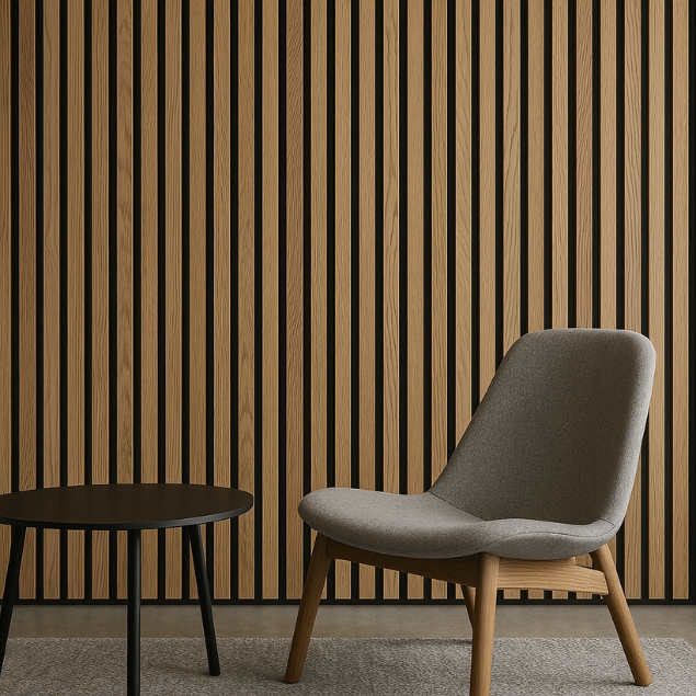 Slatpanel | Navy Blue With Black Felt | Acoustic Wall Panel | Full Board