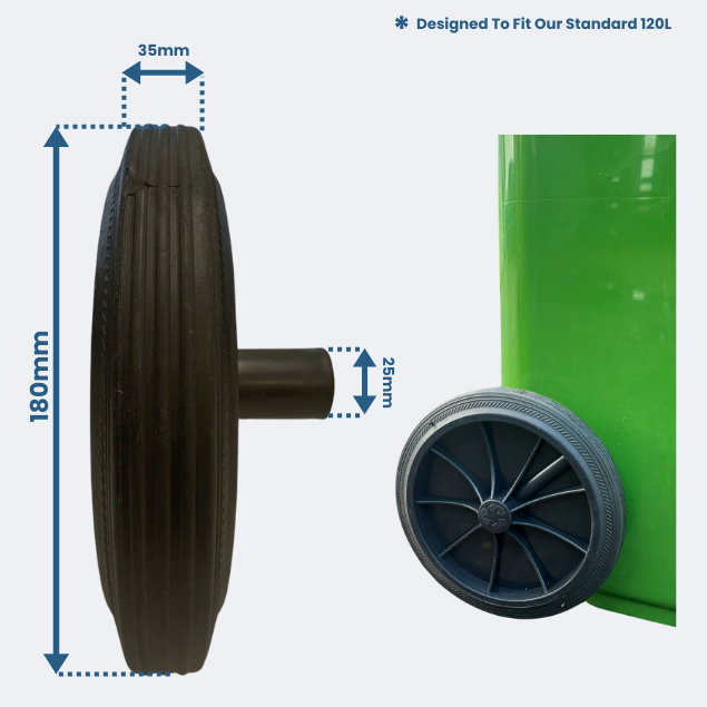 Wheelie Bin Wheels (Single) - Single Replacement Wheel Single Replacement Wheelie Bin Wheel 120L