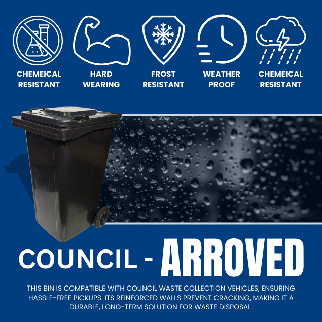 240 Litre Wheelie Bin | Black