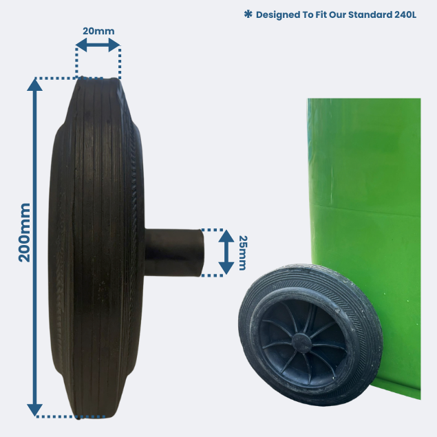 Wheelie Bin Wheels (Single) - Single Replacement Wheel Single Replacement Wheelie Bin Wheel 240L