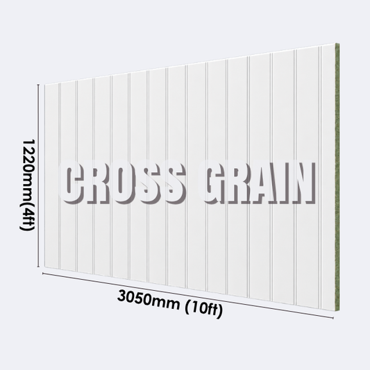 Large MDF Primed Wall Panel Cross Grain | 9mm | 10x4ft