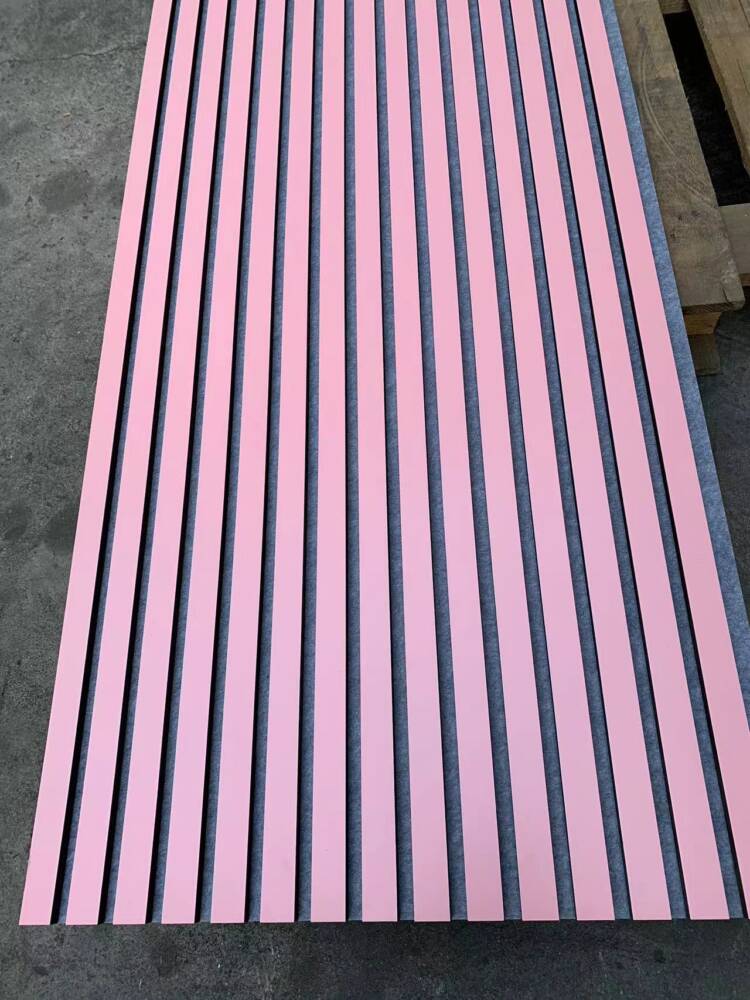 Contemporary Baby Pink with Grey Felt Acoustic Wood Wall Panels ...