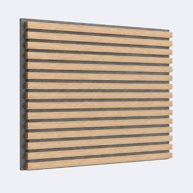 Slatpanel | Oak With Grey Felt | Acoustic Wall Panel | Half Board | 1200mm x 600mm