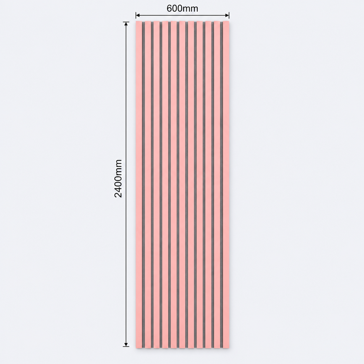 Slatpanel | Baby Pink With Grey Felt | Acoustic Wall Panel | Full Board