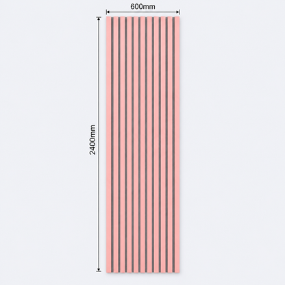 Slatpanel | Baby Pink With Grey Felt | Acoustic Wall Panel | Full Board