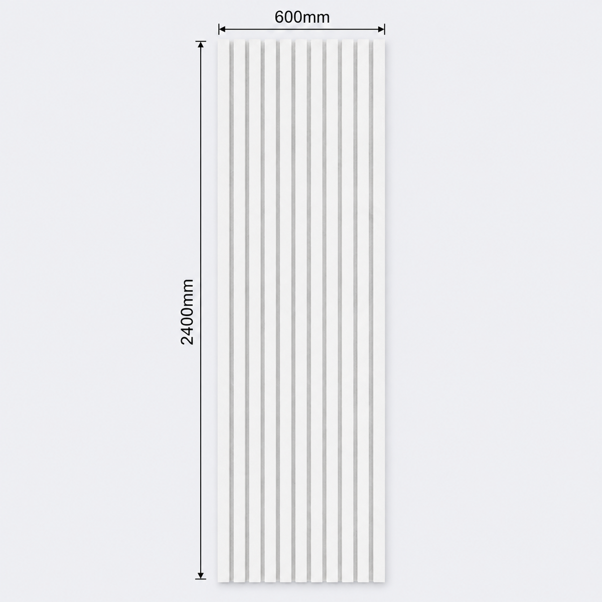 Slatpanel | White With White Felt | Acoustic Wall Panel | Full Board | 2400mm x 600mm