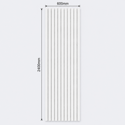 Slatpanel | White With White Felt | Acoustic Wall Panel | Full Board | 2400mm x 600mm