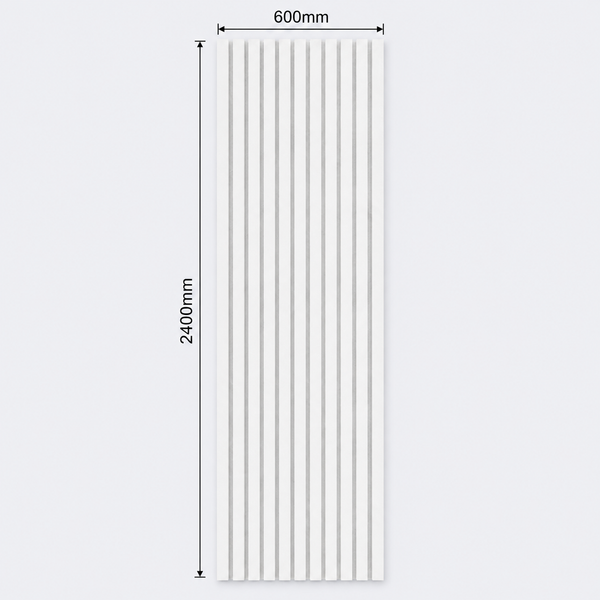 Slatpanel | White With White Felt | Acoustic Wall Panel | Full Board | 2400mm x 600mm