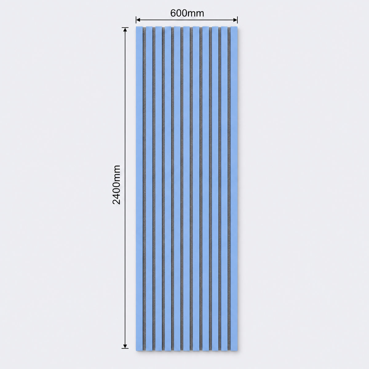 Slatpanel | Baby Blue With Grey Felt | Acoustic Wall Panel | Full Board | 2400mm x 600mm