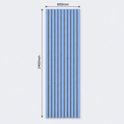 Slatpanel | Baby Blue With Grey Felt | Acoustic Wall Panel | Full Board | 2400mm x 600mm