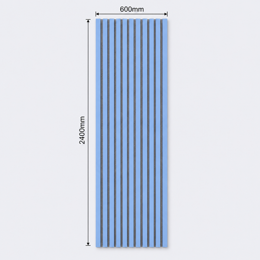 Slatpanel | Baby Blue With Grey Felt | Acoustic Wall Panel | Full Board | 2400mm x 600mm