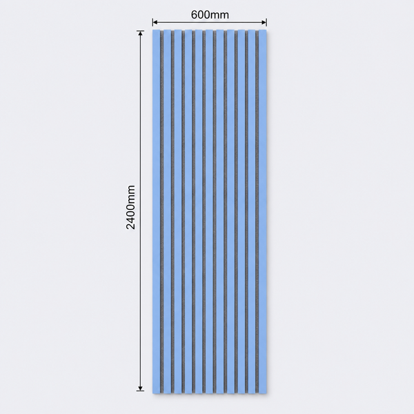 Slatpanel | Baby Blue With Grey Felt | Acoustic Wall Panel | Full Board | 2400mm x 600mm