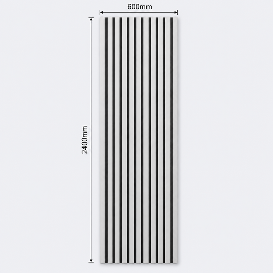 Slatpanel | Silver With Black Felt | Acoustic Wall Panel | Full Board | 2400mm x 600mm