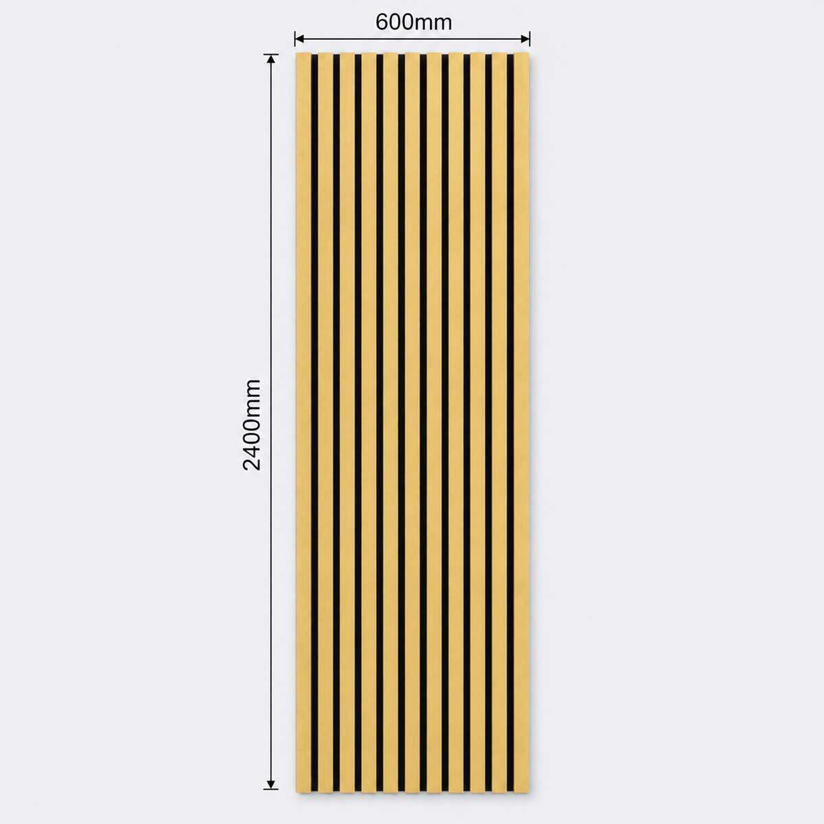 Slatpanel | Gold With Black Felt | Acoustic Wall Panel | Full Board | 2400mm x 600mm
