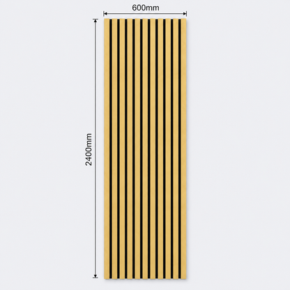 Slatpanel | Gold With Black Felt | Acoustic Wall Panel | Full Board | 2400mm x 600mm