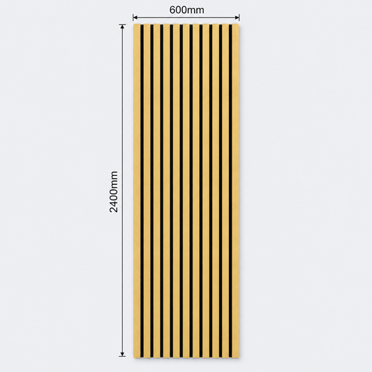 Slatpanel | Gold With Black Felt | Acoustic Wall Panel | Full Board | 2400mm x 600mm