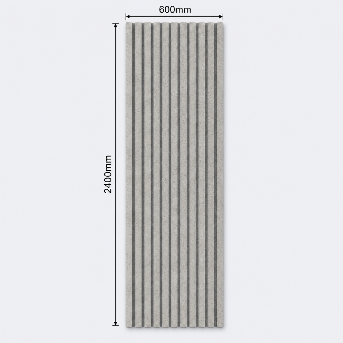 Slatpanel | Concrete Grey With Grey Felt | Acoustic Wall Panel | Full Board | 2400mm x 600mm