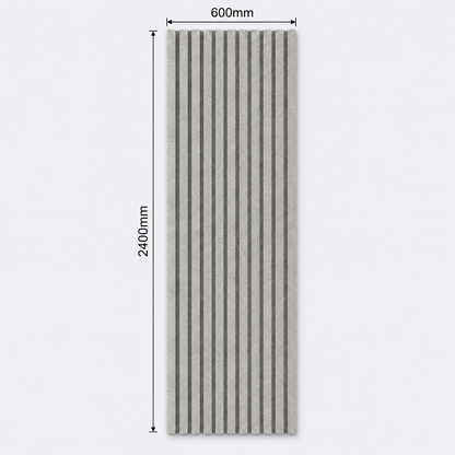Slatpanel | Concrete Grey With Grey Felt | Acoustic Wall Panel | Full Board | 2400mm x 600mm