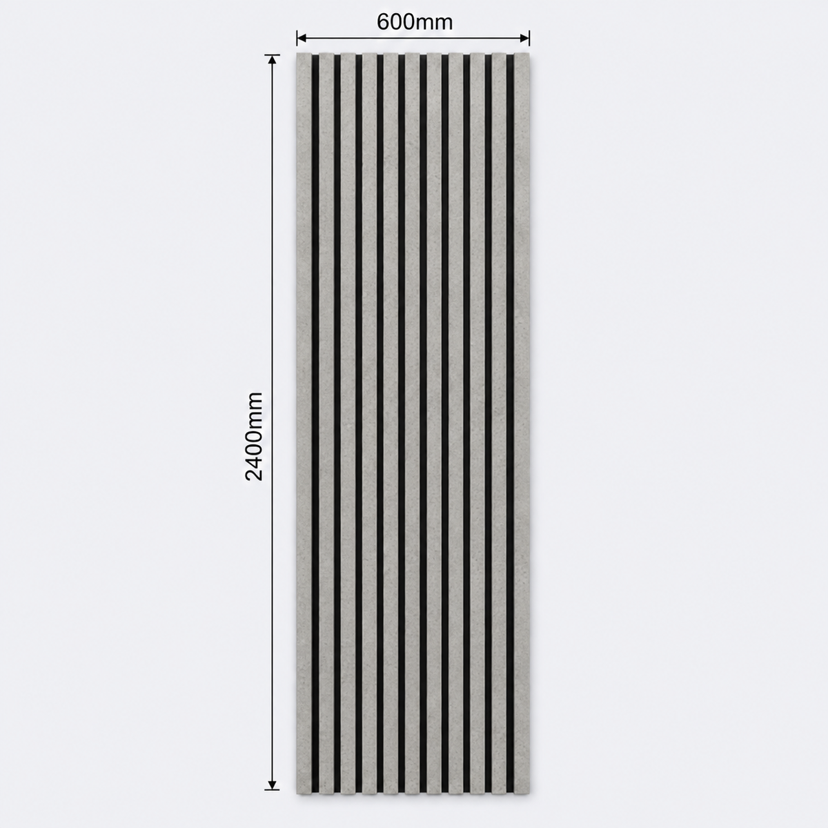 Slatpanel | Concrete Grey With Black Felt | Acoustic Wall Panel | Full Board | 2400mm x 600mm