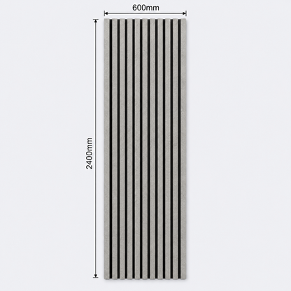 Slatpanel | Concrete Grey With Black Felt | Acoustic Wall Panel | Full Board | 2400mm x 600mm