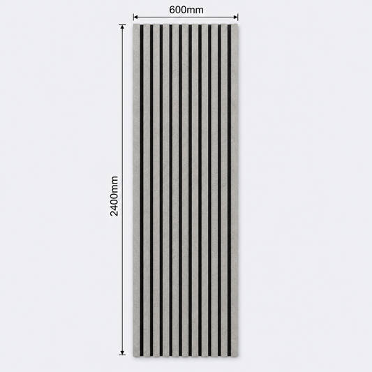 Slatpanel | Concrete Grey With Black Felt | Acoustic Wall Panel | Full Board | 2400mm x 600mm