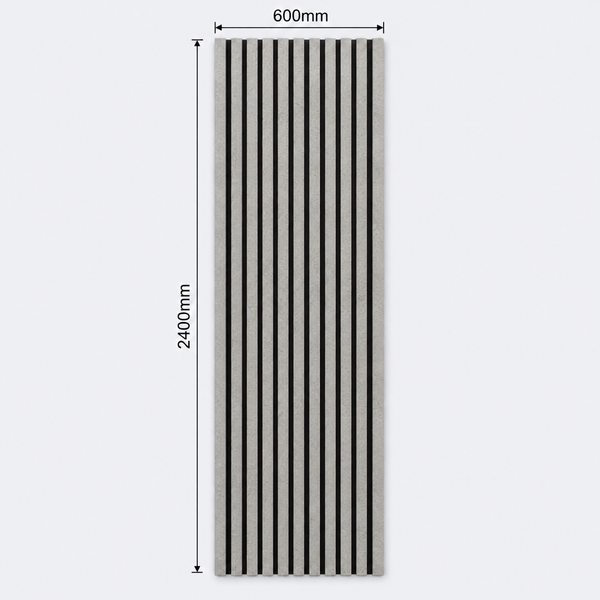 Slatpanel | Concrete Grey With Black Felt | Acoustic Wall Panel | Full Board | 2400mm x 600mm