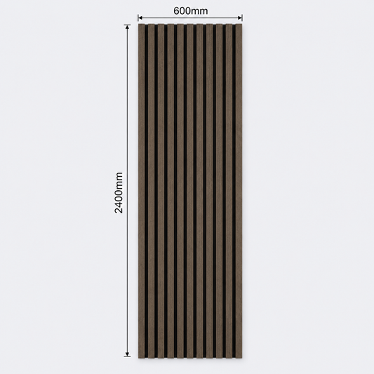Slatpanel | Smoked Oak With Black Felt | Acoustic Wall Panel | Full Board | 2400mm x 600mm