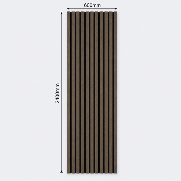Slatpanel | Smoked Oak With Black Felt | Acoustic Wall Panel | Full Board | 2400mm x 600mm