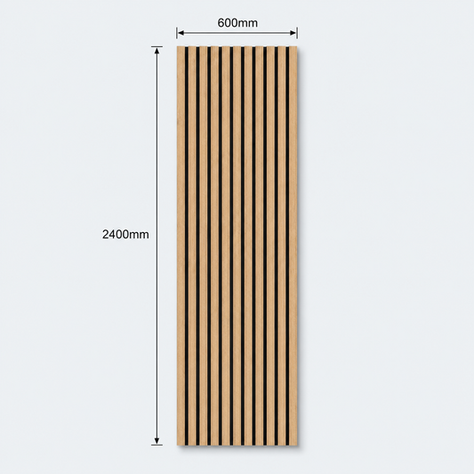 Slatpanel | Oak With Black Felt | Acoustic Wall Panel | Full Board | 2400mm x 600mm