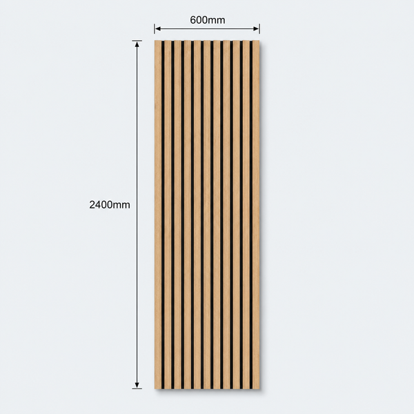 Slatpanel | Oak With Black Felt | Acoustic Wall Panel | Full Board | 2400mm x 600mm