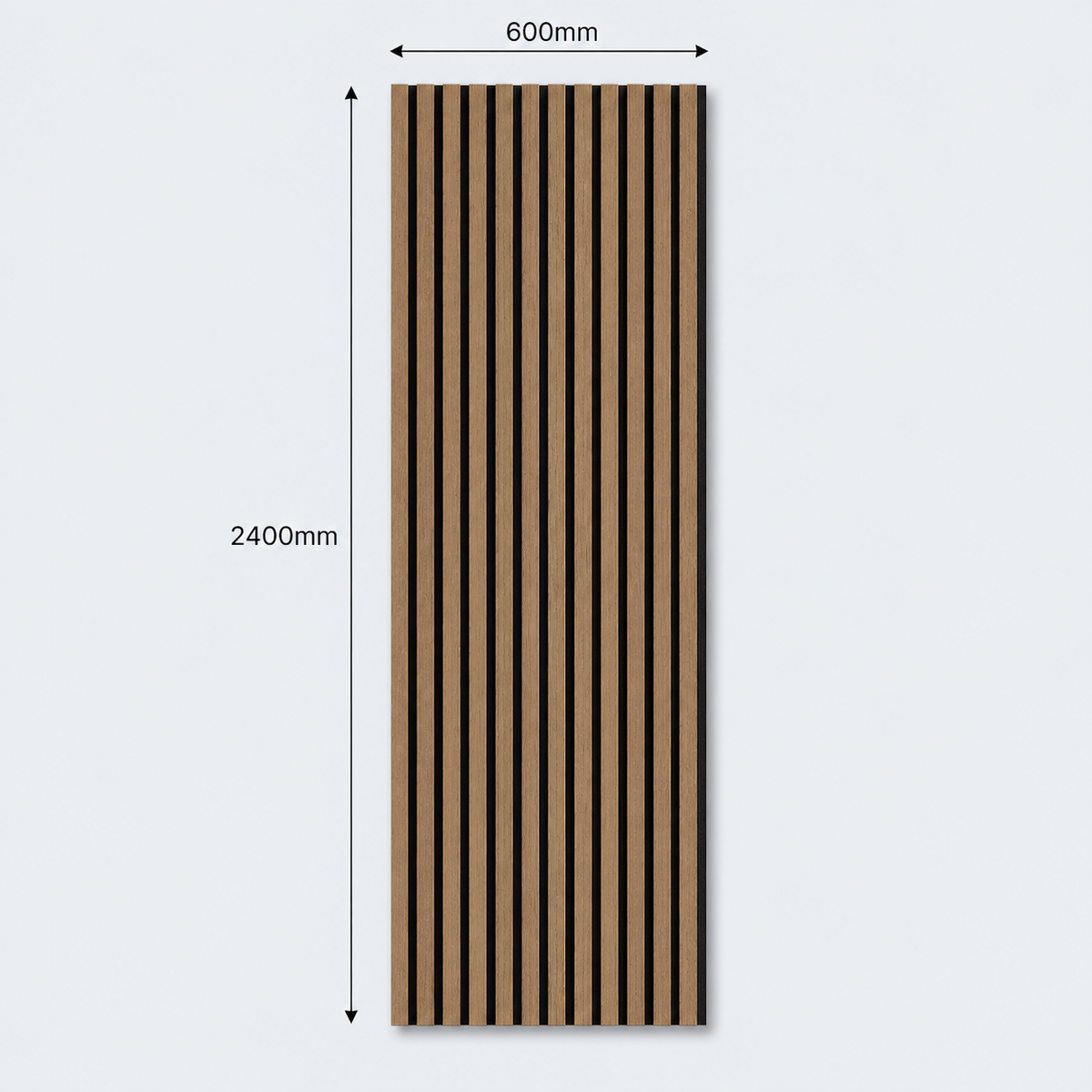 Slatpanel | Walnut With Black Felt | Acoustic Wall Panel | Full Board | 2400mm x 600mm