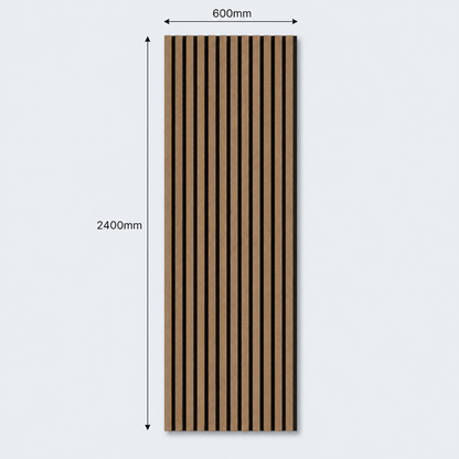 Slatpanel | Walnut With Black Felt | Acoustic Wall Panel | Full Board | 2400mm x 600mm