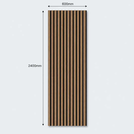 Slatpanel | Walnut With Black Felt | Acoustic Wall Panel | Full Board | 2400mm x 600mm