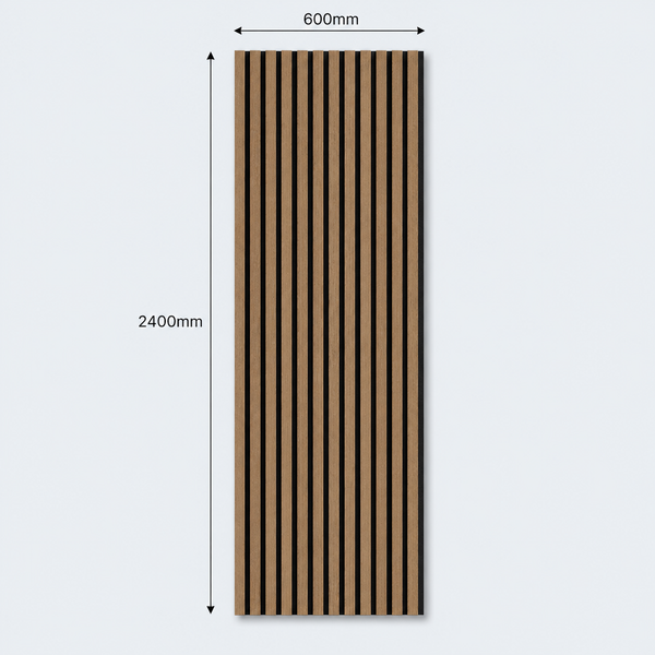 Slatpanel | Walnut With Black Felt | Acoustic Wall Panel | Full Board | 2400mm x 600mm