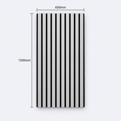 Slatpanel | Silver With Black Felt | Acoustic Wall Panel | Half Board | 1200mm x 600mm