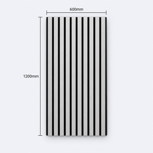 Slatpanel | Silver With Black Felt | Acoustic Wall Panel | Half Board | 1200mm x 600mm