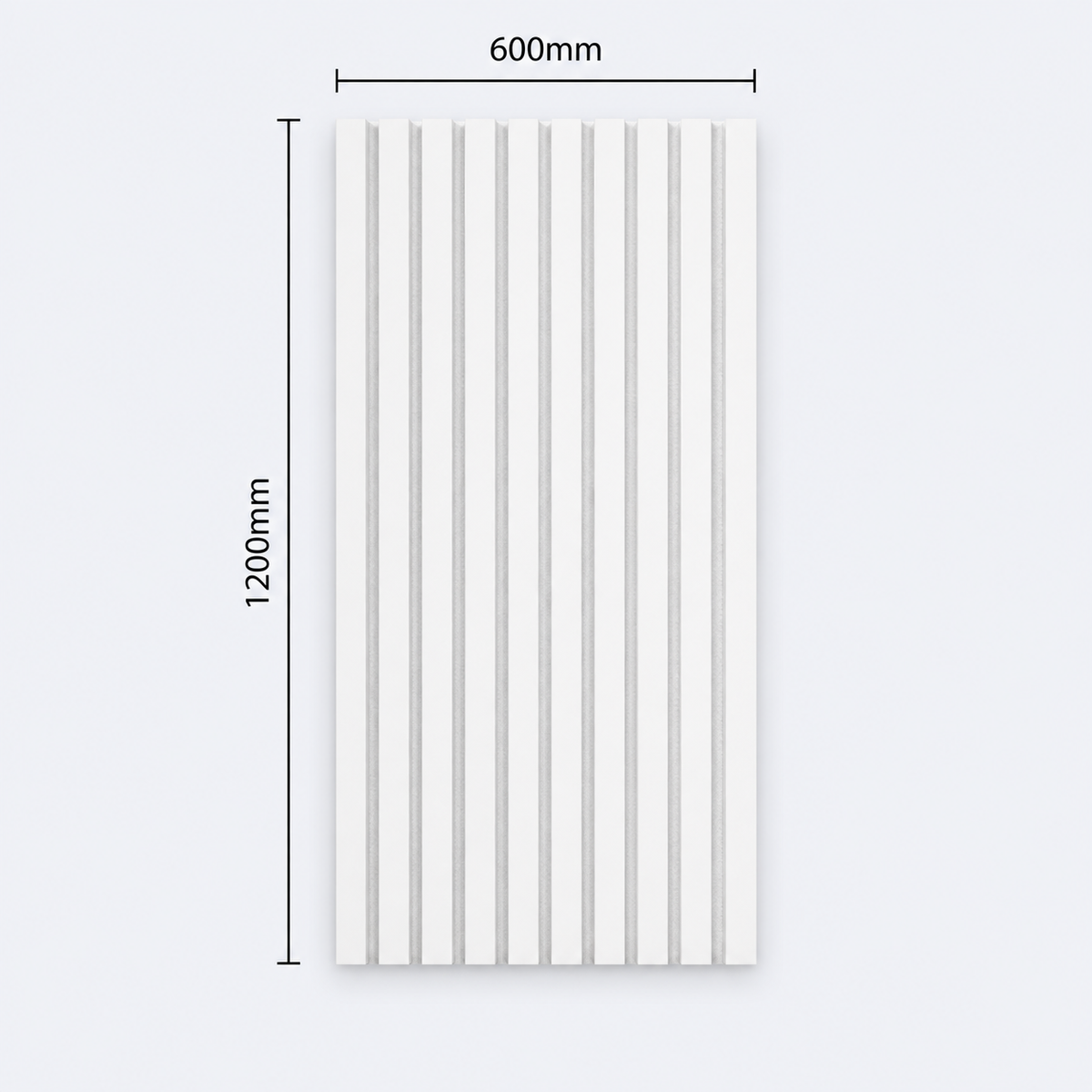 Slatpanel | White With White Felt | Acoustic Wall Panel | Half Board | 1200mm x 600mm