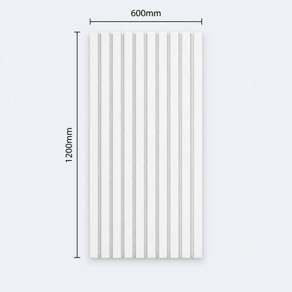 Slatpanel | White With White Felt | Acoustic Wall Panel | Half Board | 1200mm x 600mm