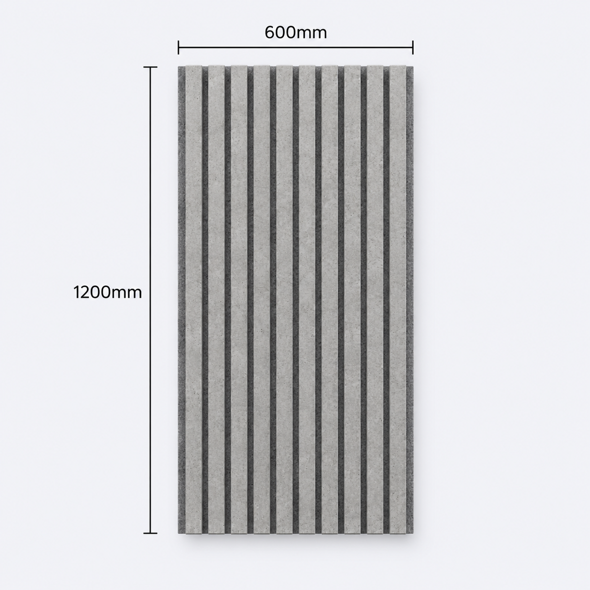 Slatpanel | Concrete Grey With Grey Felt | Acoustic Wall Panel | Half Board | 1200mm x 600mm