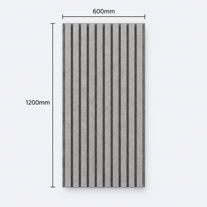 Slatpanel | Concrete Grey With Grey Felt | Acoustic Wall Panel | Half Board | 1200mm x 600mm