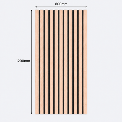Slatpanel | Beech With Black Felt | Acoustic Wall Panel | Half Board | 1200mm x 600mm