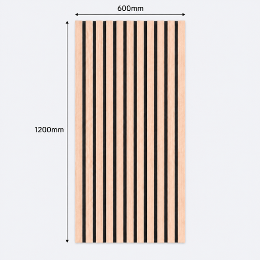 Slatpanel | Beech With Black Felt | Acoustic Wall Panel | Half Board | 1200mm x 600mm