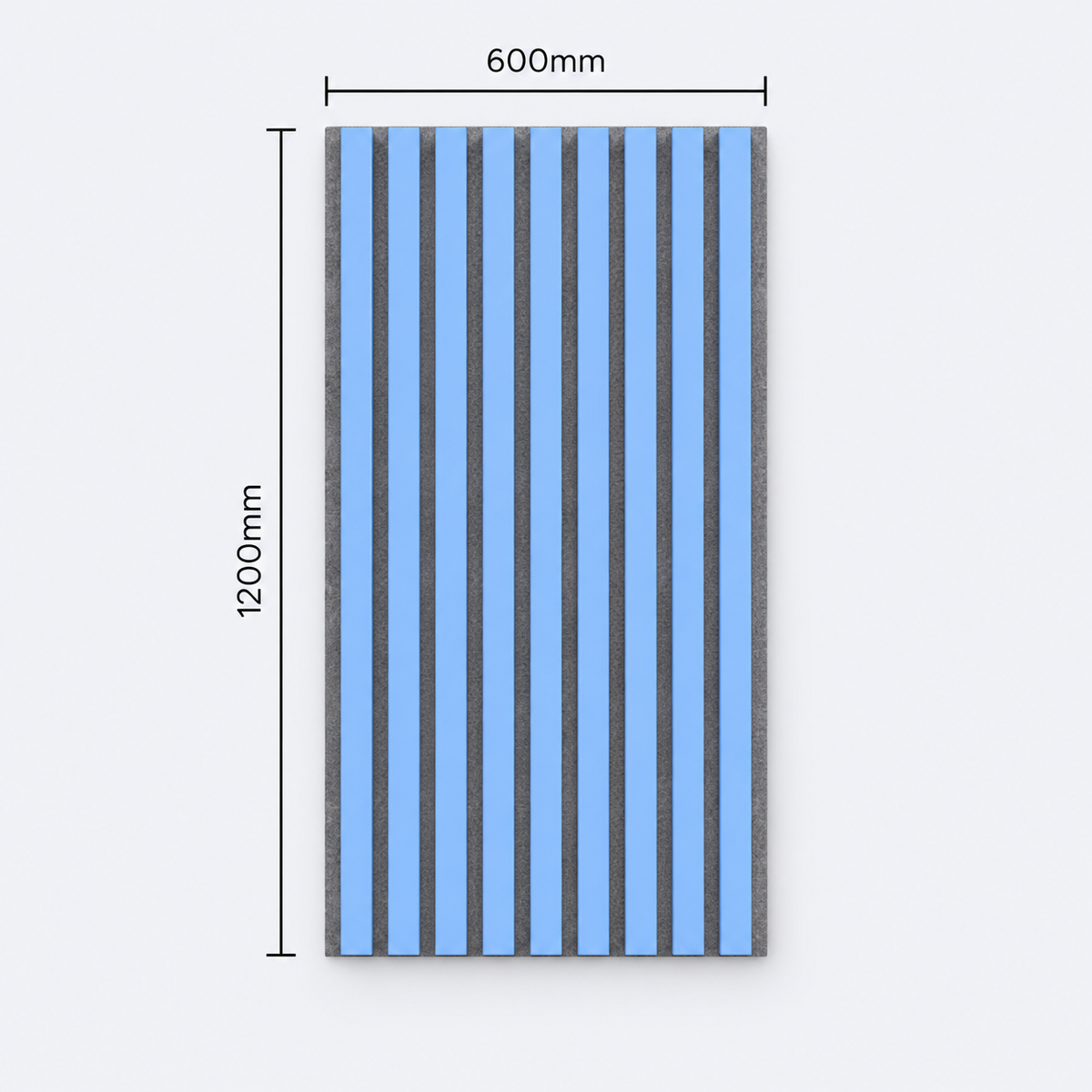 Slatpanel | Baby Blue With Grey Felt | Acoustic Wall Panel | Half Board | 1200mm x 600mm