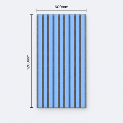 Slatpanel | Baby Blue With Grey Felt | Acoustic Wall Panel | Half Board | 1200mm x 600mm