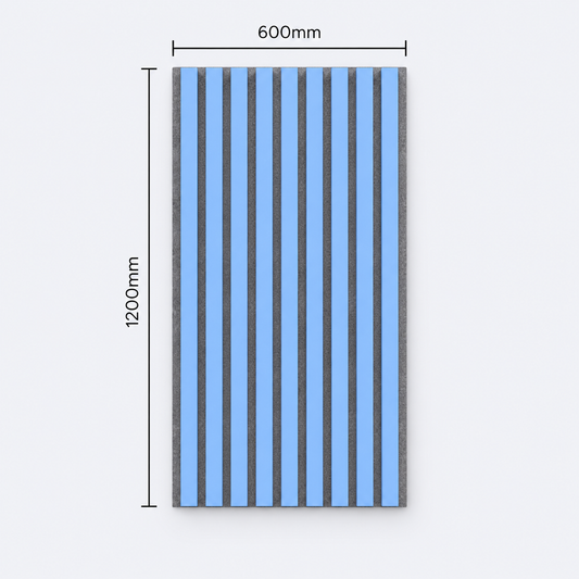 Slatpanel | Baby Blue With Grey Felt | Acoustic Wall Panel | Half Board | 1200mm x 600mm